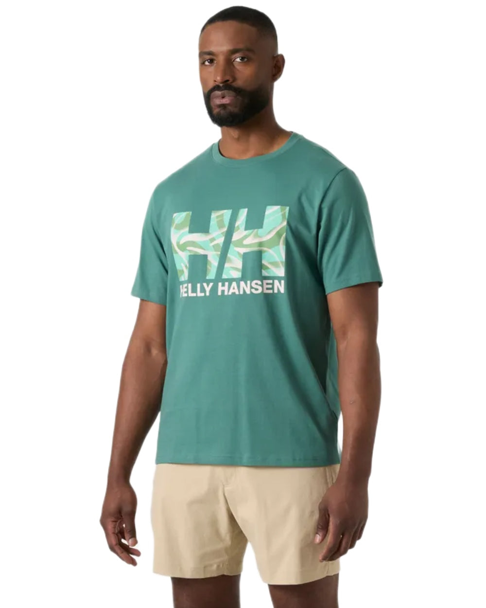 Opal Green coloured Helly Hansen Mens Core Graphic T-Shirt 2.0 on white background
