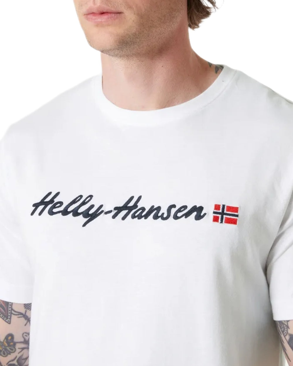 White coloured Helly Hansen Mens Core Graphic T-Shirt 2.0 on white background