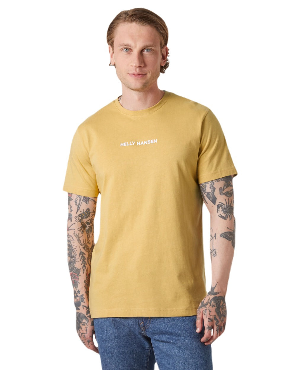 Sand coloured Helly Hansen Mens Core T-Shirt 2.0 on white background