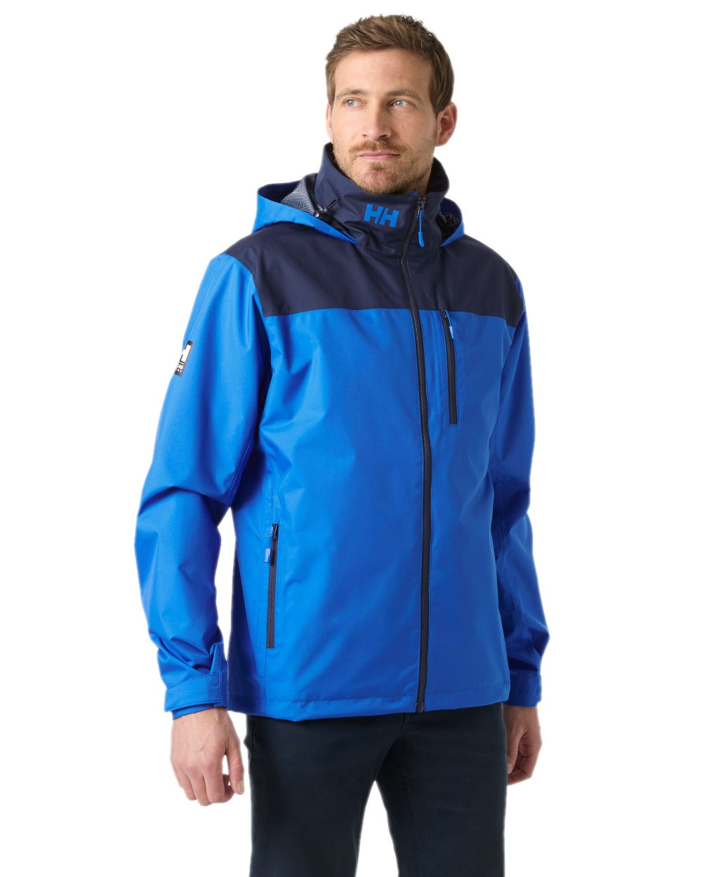 Cobalt 2 Coloured Helly Hansen Mens Crew Hooded Jacket 2.0 on white background