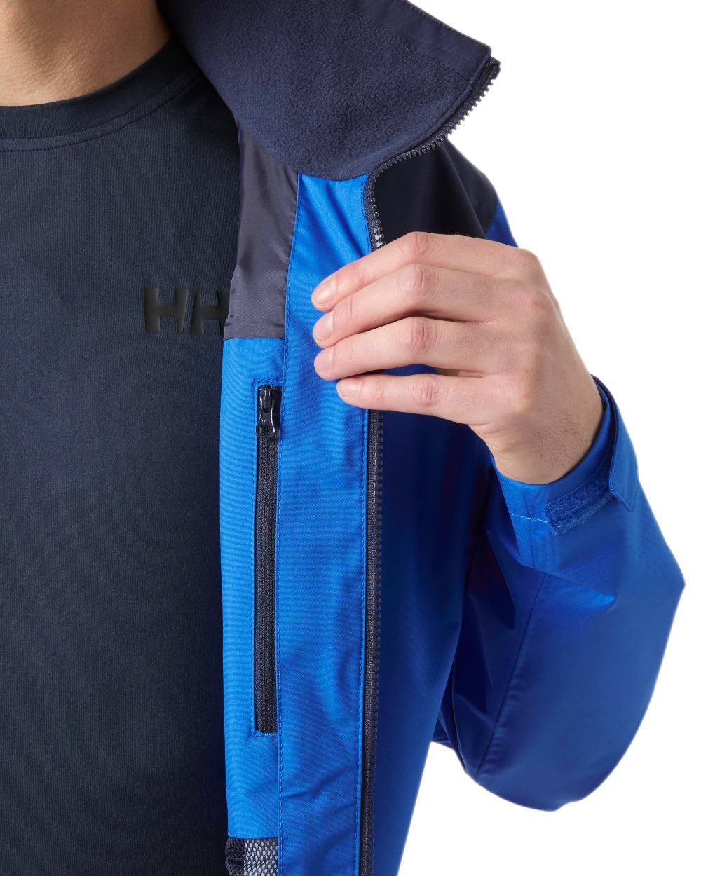 Cobalt 2 Coloured Helly Hansen Mens Crew Hooded Jacket 2.0 on white background