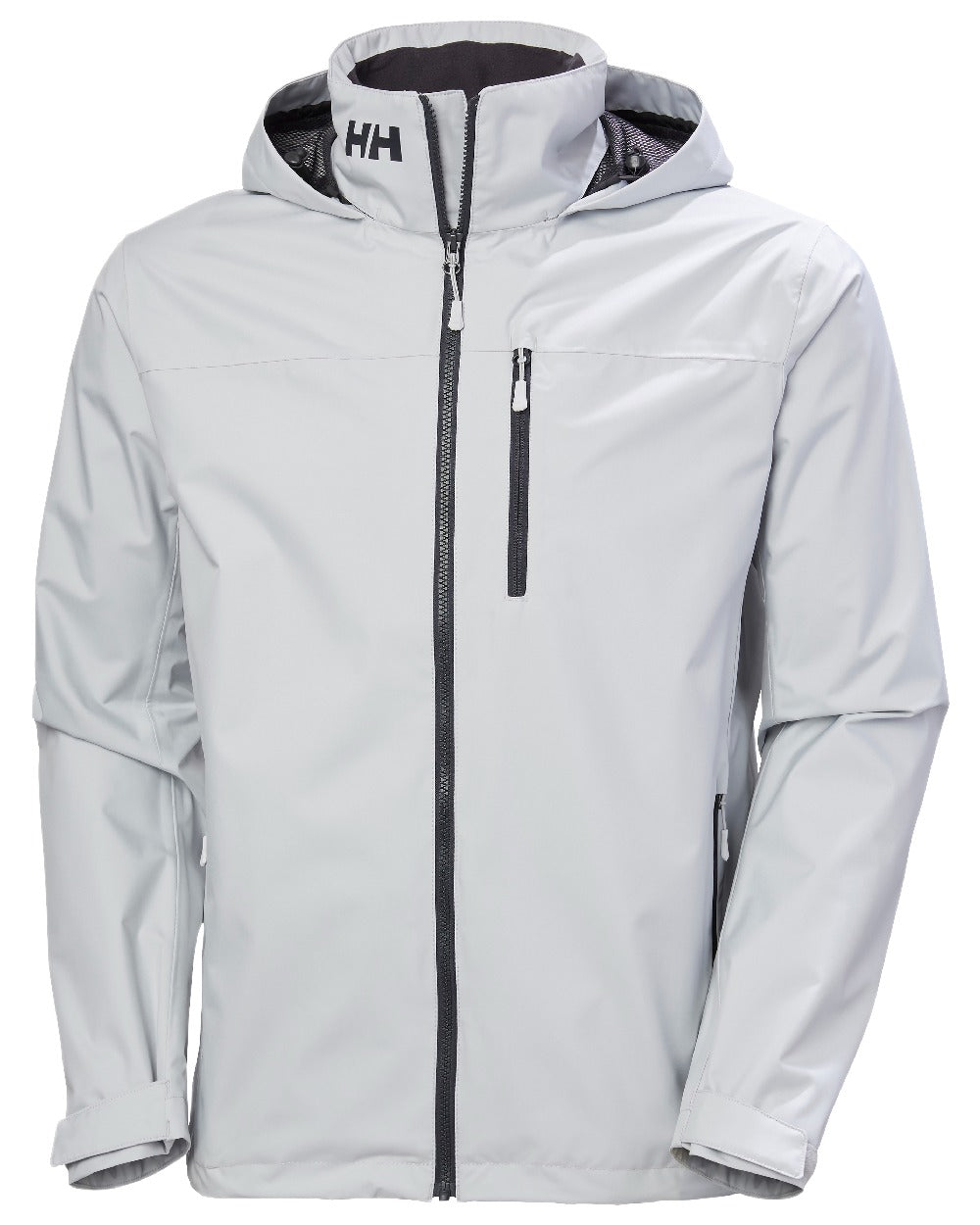 Grey Fog Coloured Helly Hansen Mens Crew Hooded Jacket 2.0 on white background