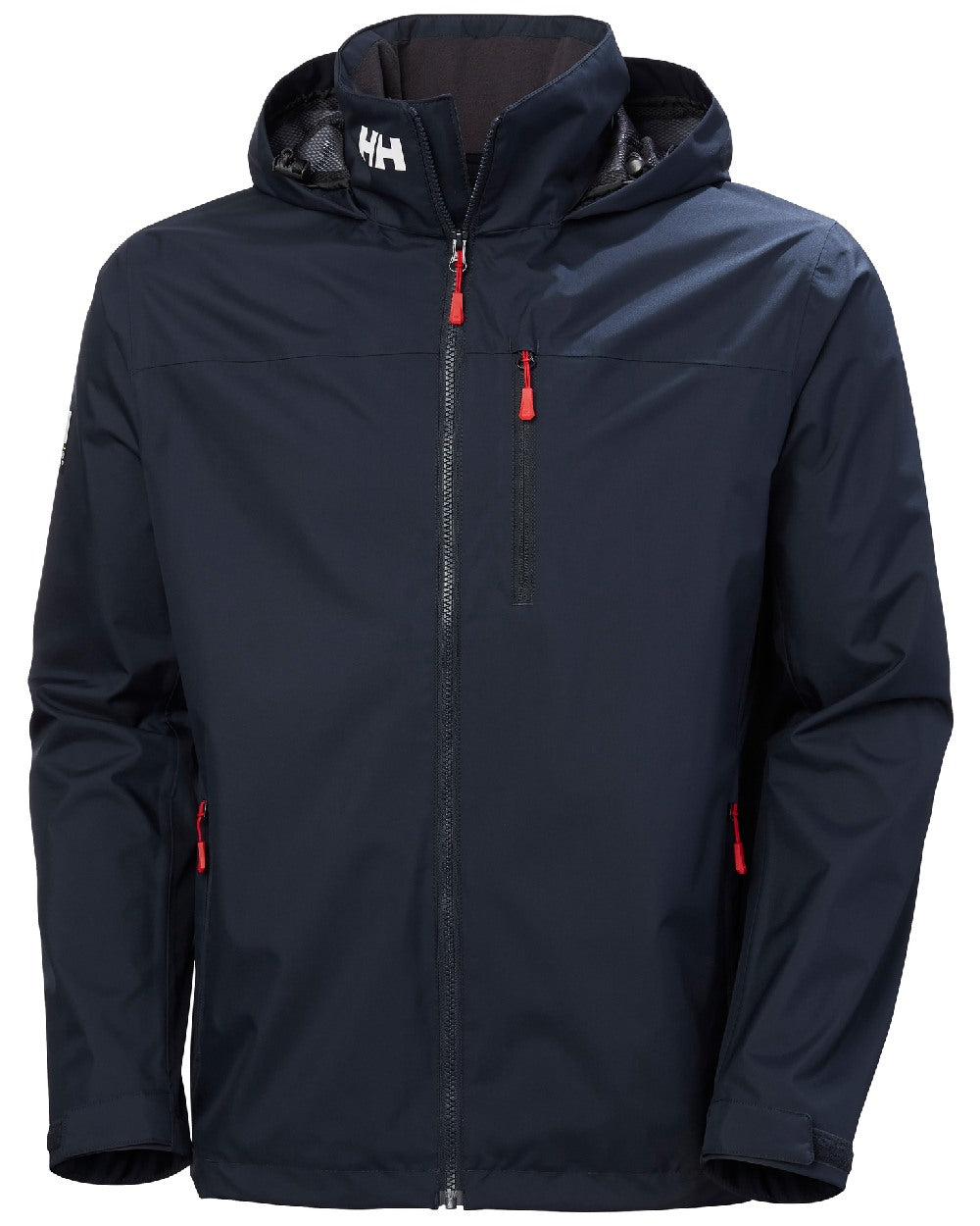 Navy coloured Helly Hansen Mens Crew Hooded Jacket 2.0 on white background