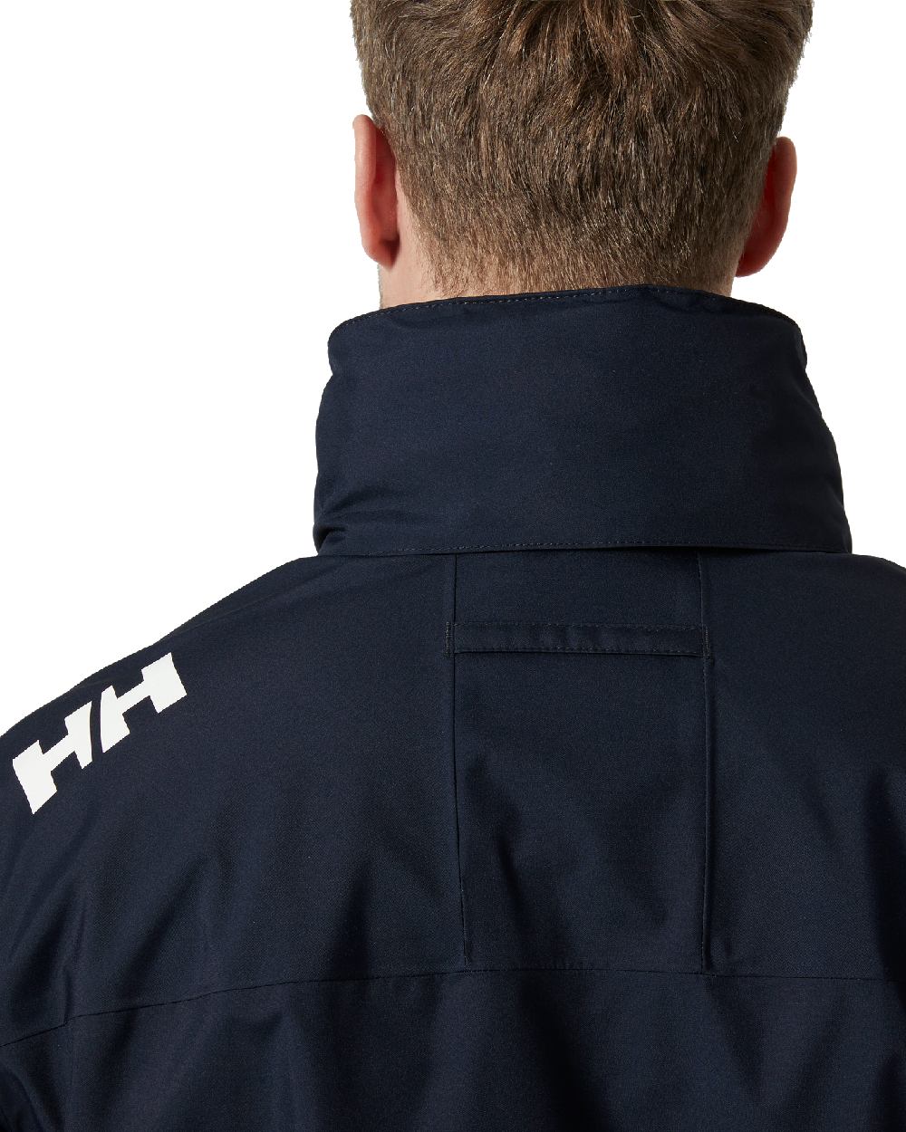 Navy coloured Helly Hansen Mens Crew Hooded Jacket 2.0 on white background