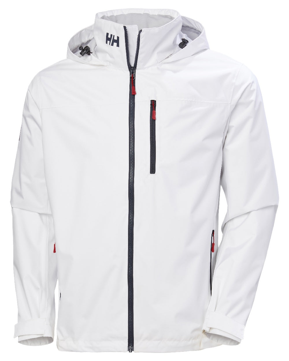 White Coloured Helly Hansen Mens Crew Hooded Jacket 2.0 on white background