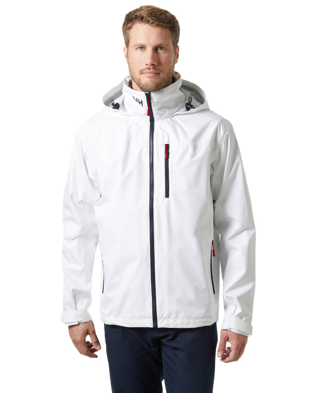White Coloured Helly Hansen Mens Crew Hooded Jacket 2.0 on white background