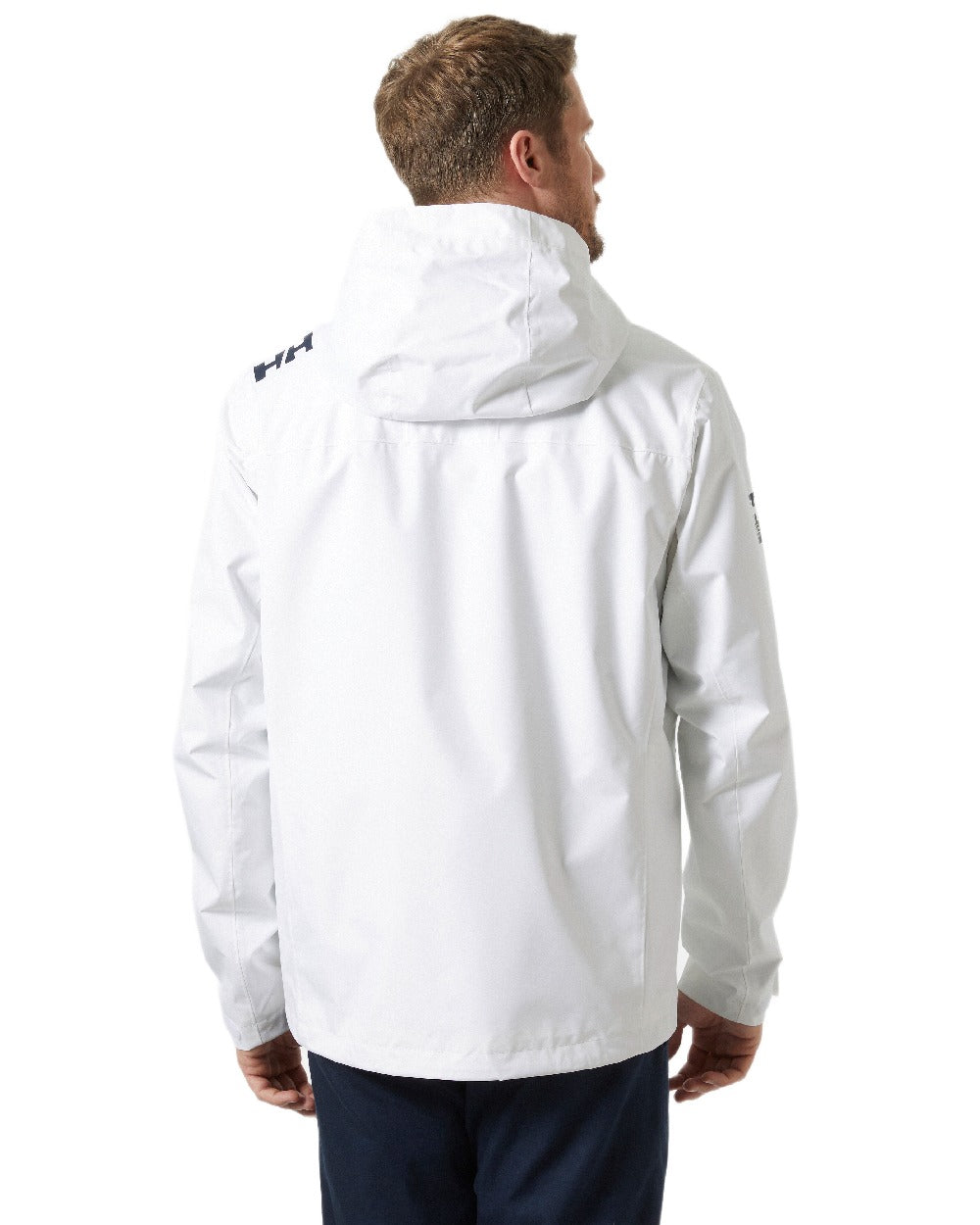 White Coloured Helly Hansen Mens Crew Hooded Jacket 2.0 on white background