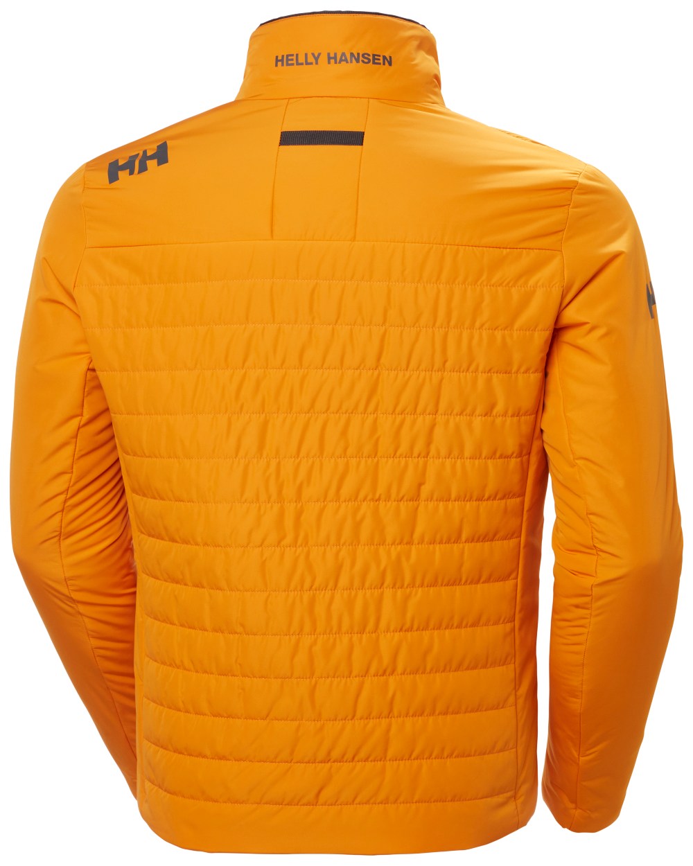 Ignite Orange coloured Helly Hansen Mens Crew Insulated Sailing Jacket 2.0 on white background