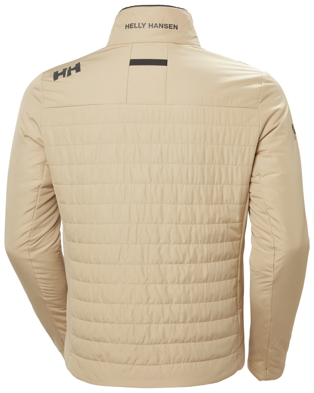 Khaki coloured Helly Hansen Mens Crew Insulated Sailing Jacket 2.0 on white background