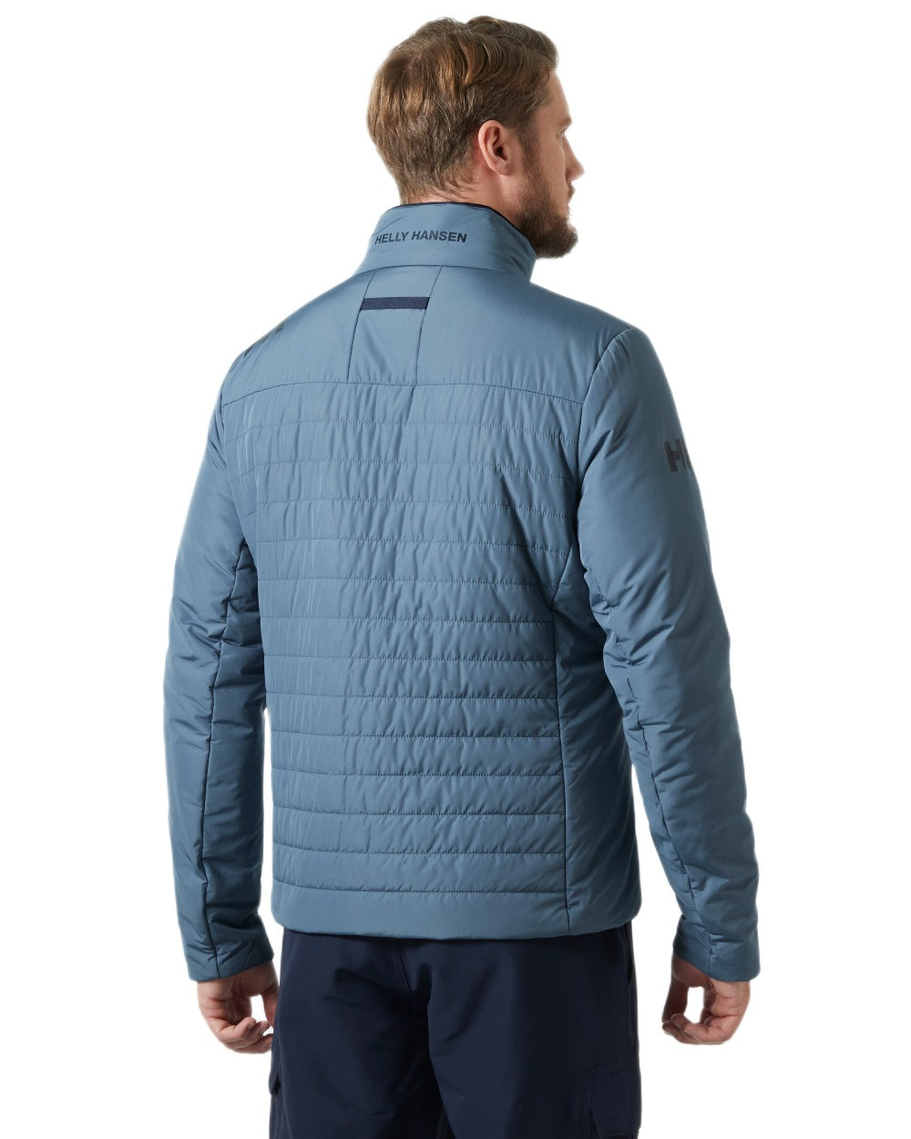 Washed Navy coloured Helly Hansen Mens Crew Insulated Sailing Jacket 2.0 on white background