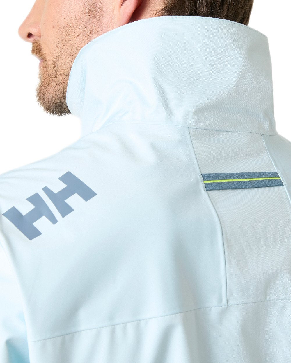 Barely Blue Coloured Helly Hansen Mens Crew Jacket 2.0 on white background