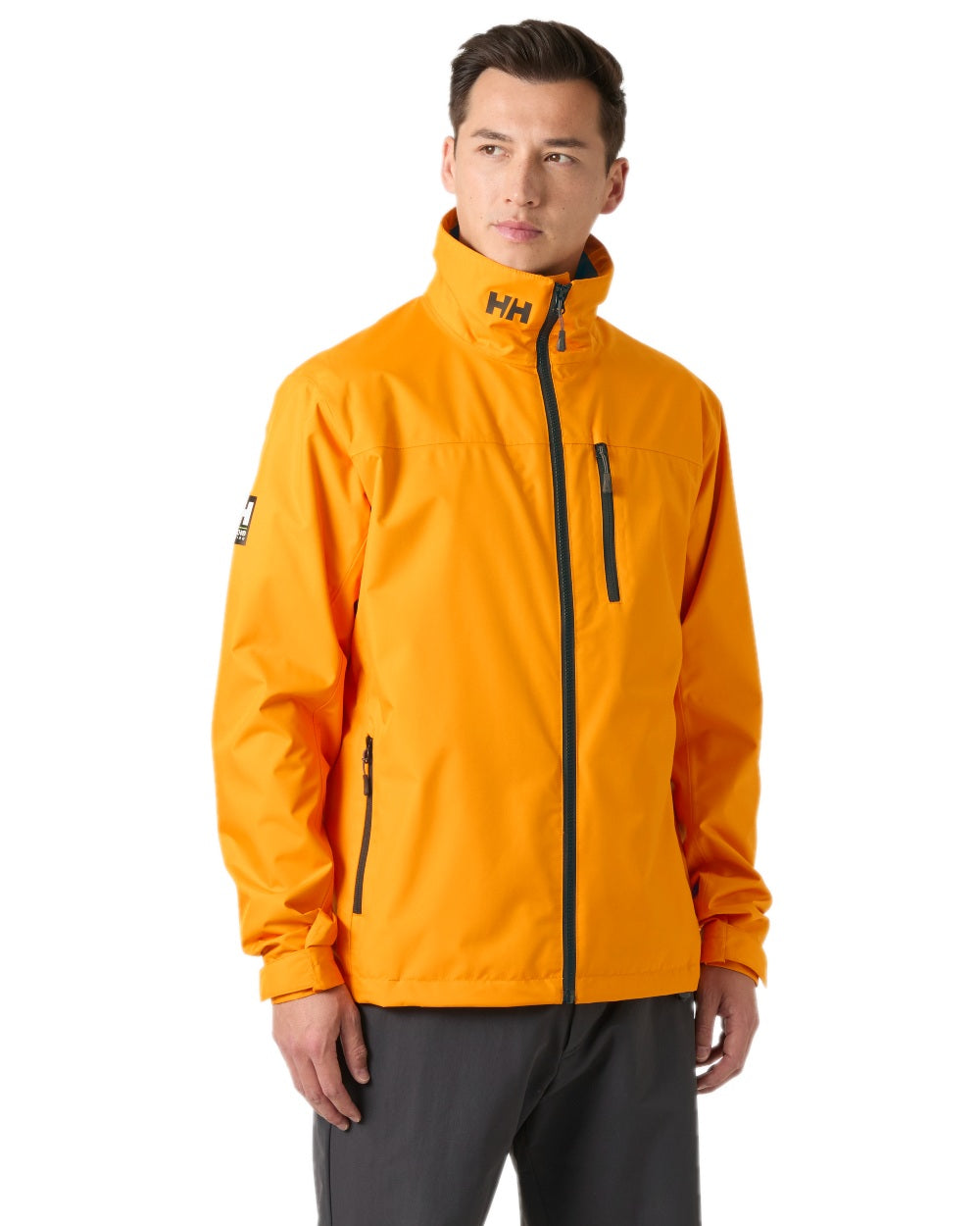 Ignite Orange Coloured Helly Hansen Mens Crew Jacket 2.0 on white background