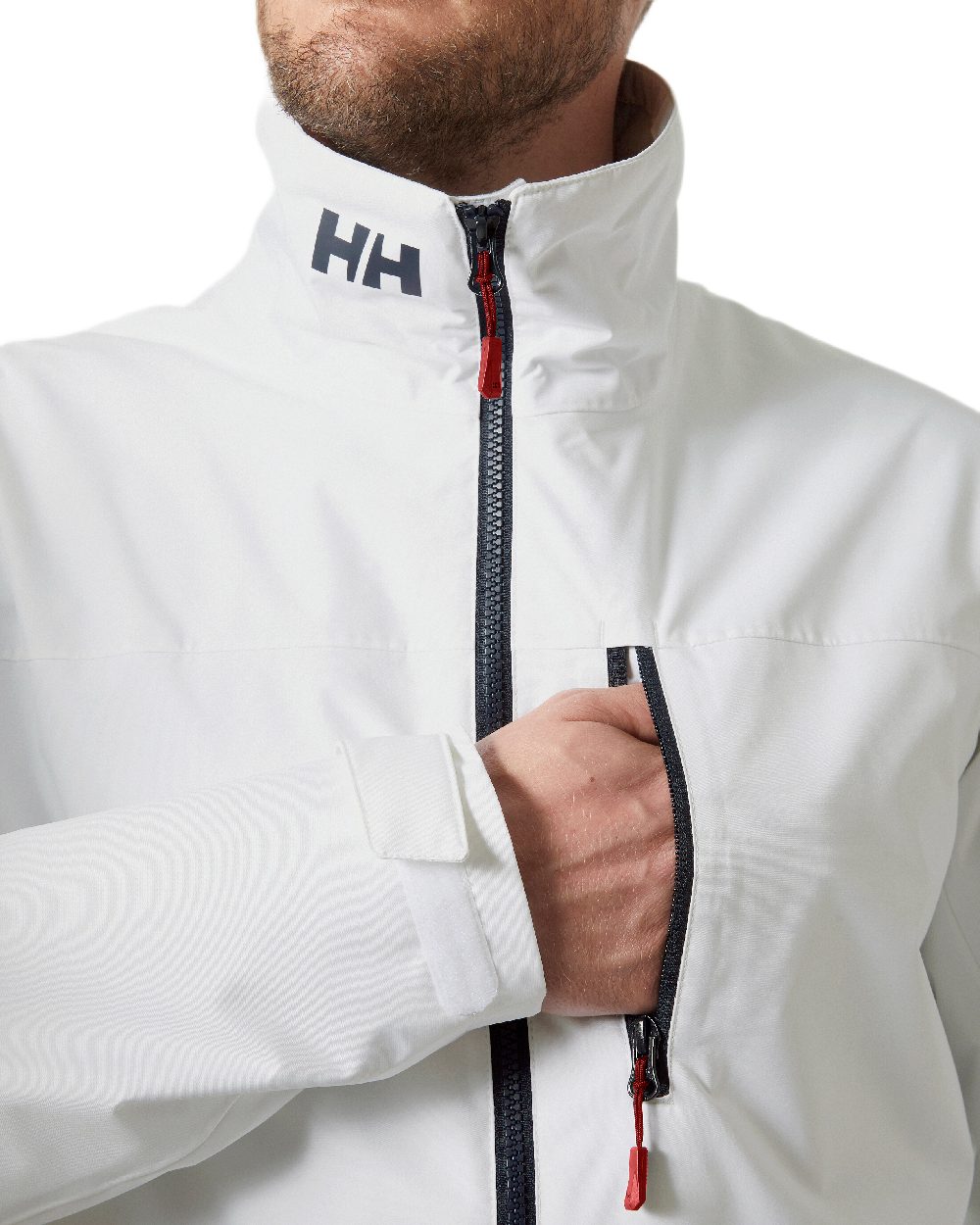 White Coloured Helly Hansen Mens Crew Jacket 2.0 on white background
