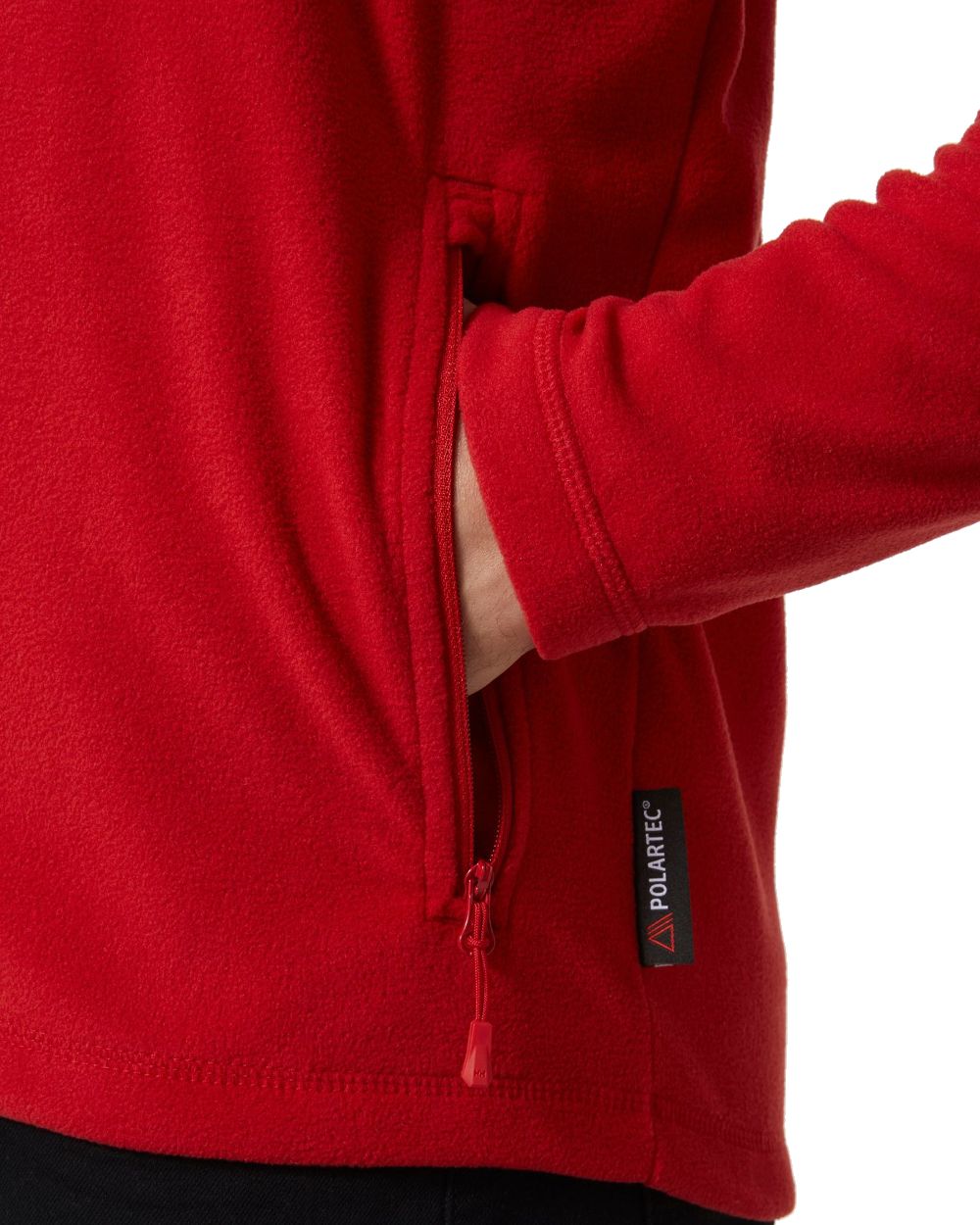 Red coloured Helly Hansen Mens Daybreaker Fleece Jacket on white background