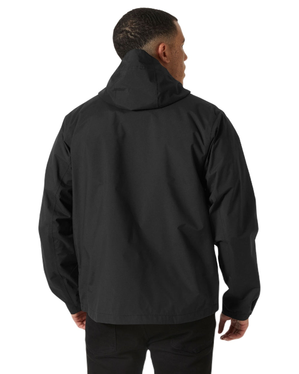 Black coloured Helly Hansen Mens Escape Rain Jacket on white background