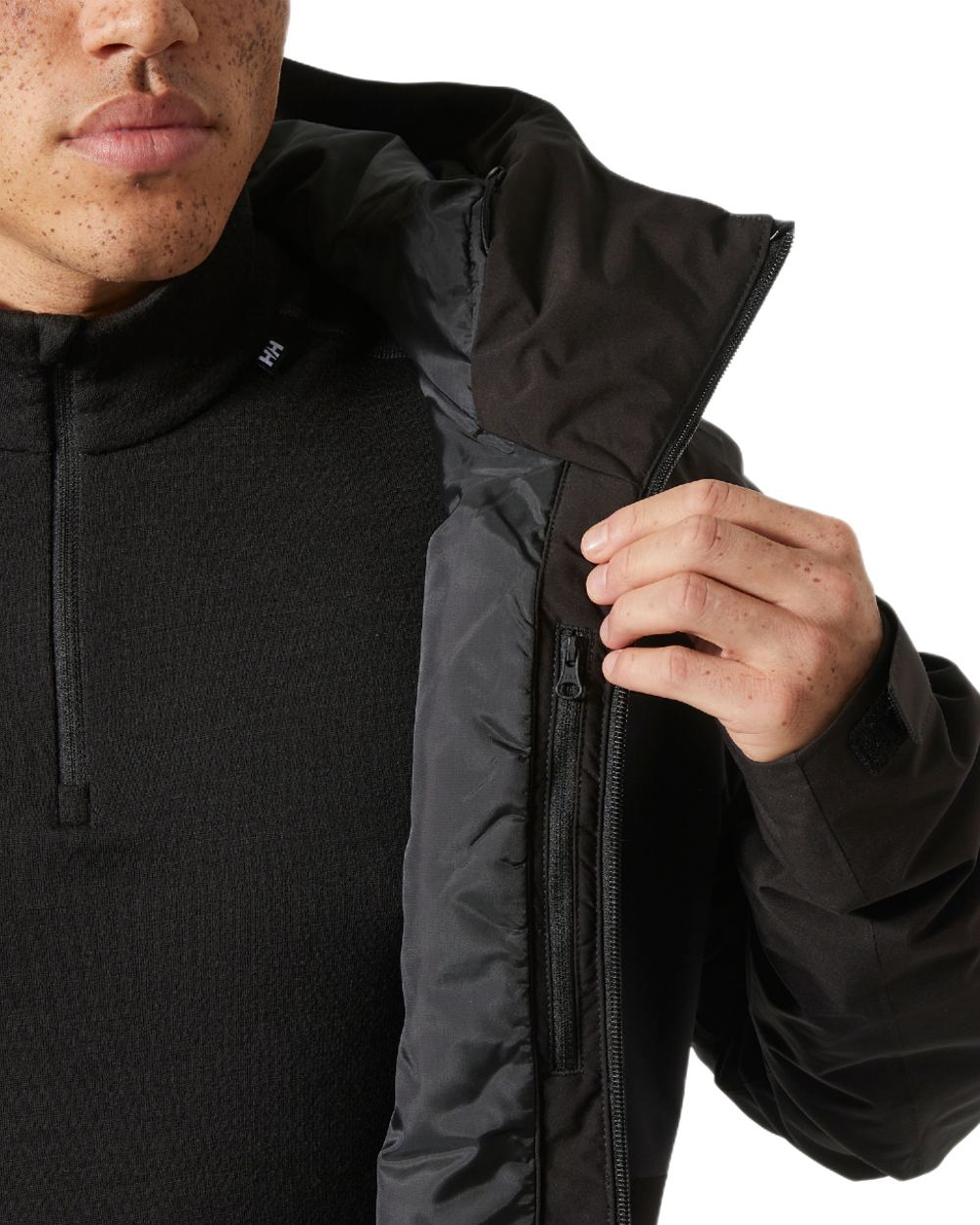 Black Coloured Helly Hansen Mens Gravity Jacket on white background