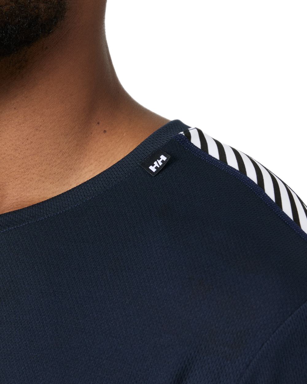 Navy coloured Helly Hansen Mens HH LIFA T-Shirt on white background