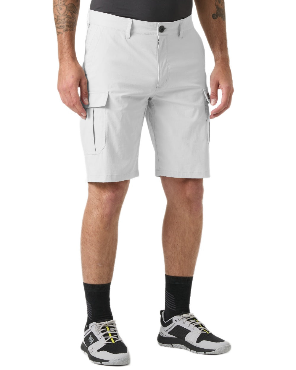 Grey Fog coloured Helly Hansen Mens HH Quick-Dry Cargo Shorts 11 on white background