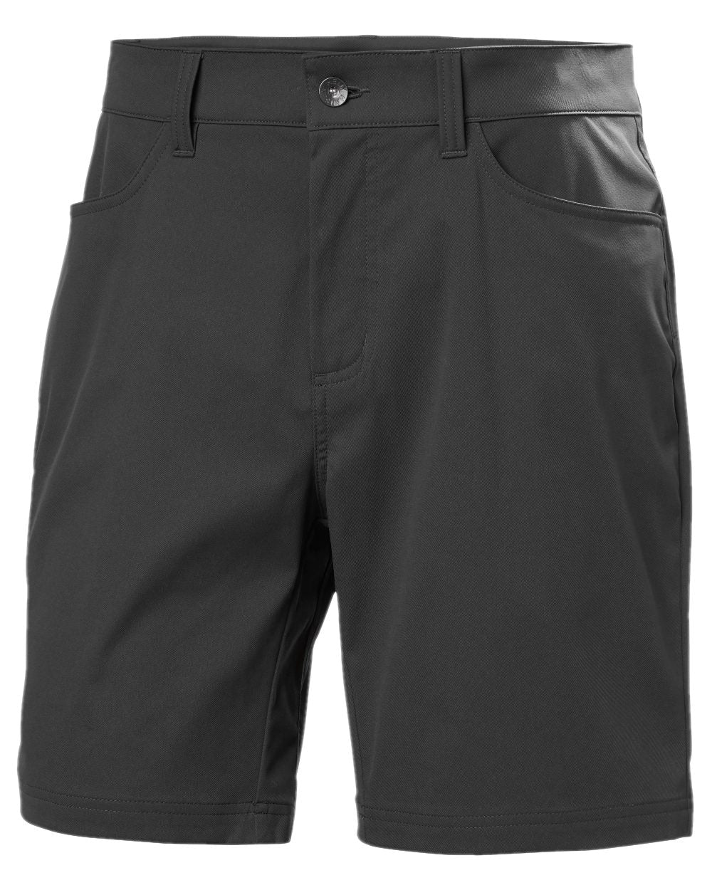 Ebony Coloured Helly Hansen Mens Holmen 5 Pocket Shorts on white background