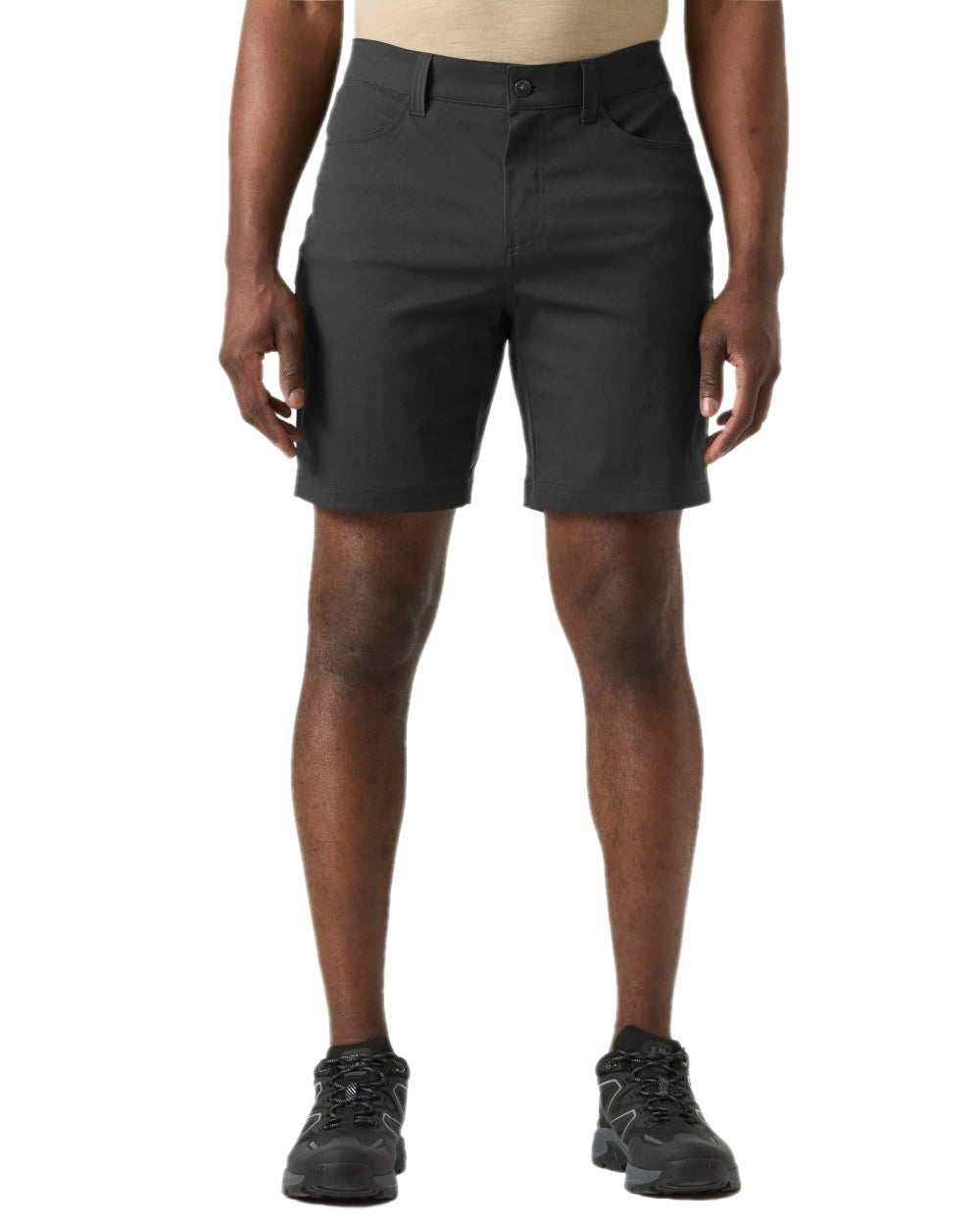 Ebony Coloured Helly Hansen Mens Holmen 5 Pocket Shorts on white background
