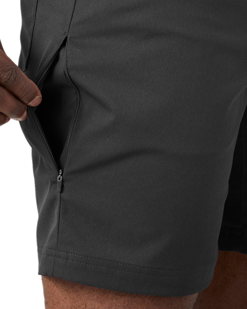 Ebony Coloured Helly Hansen Mens Holmen 5 Pocket Shorts on white background