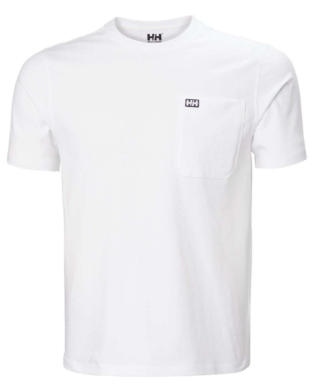 White coloured Helly Hansen Mens Hudson T-Shirt on white background