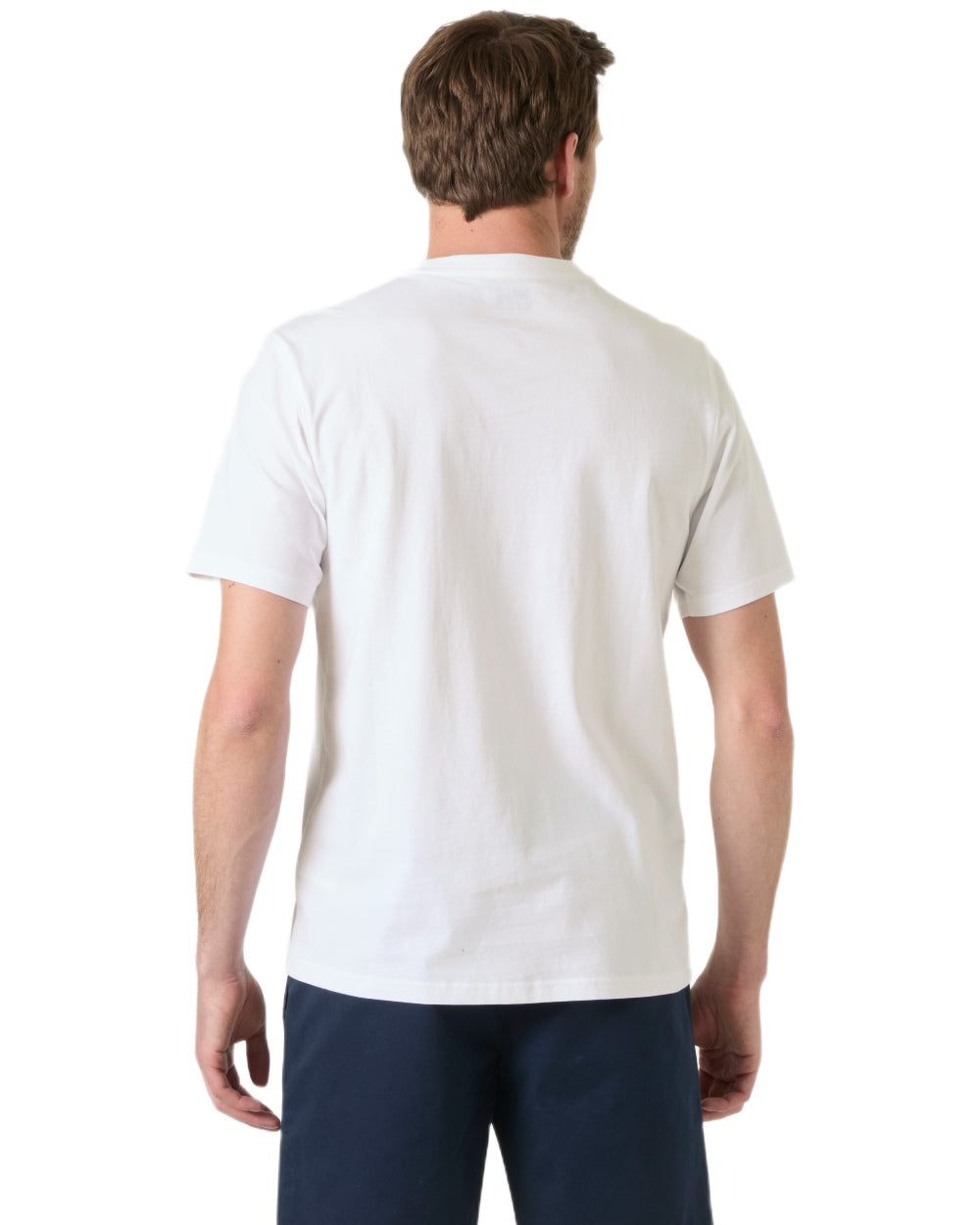 White coloured Helly Hansen Mens Hudson T-Shirt on white background