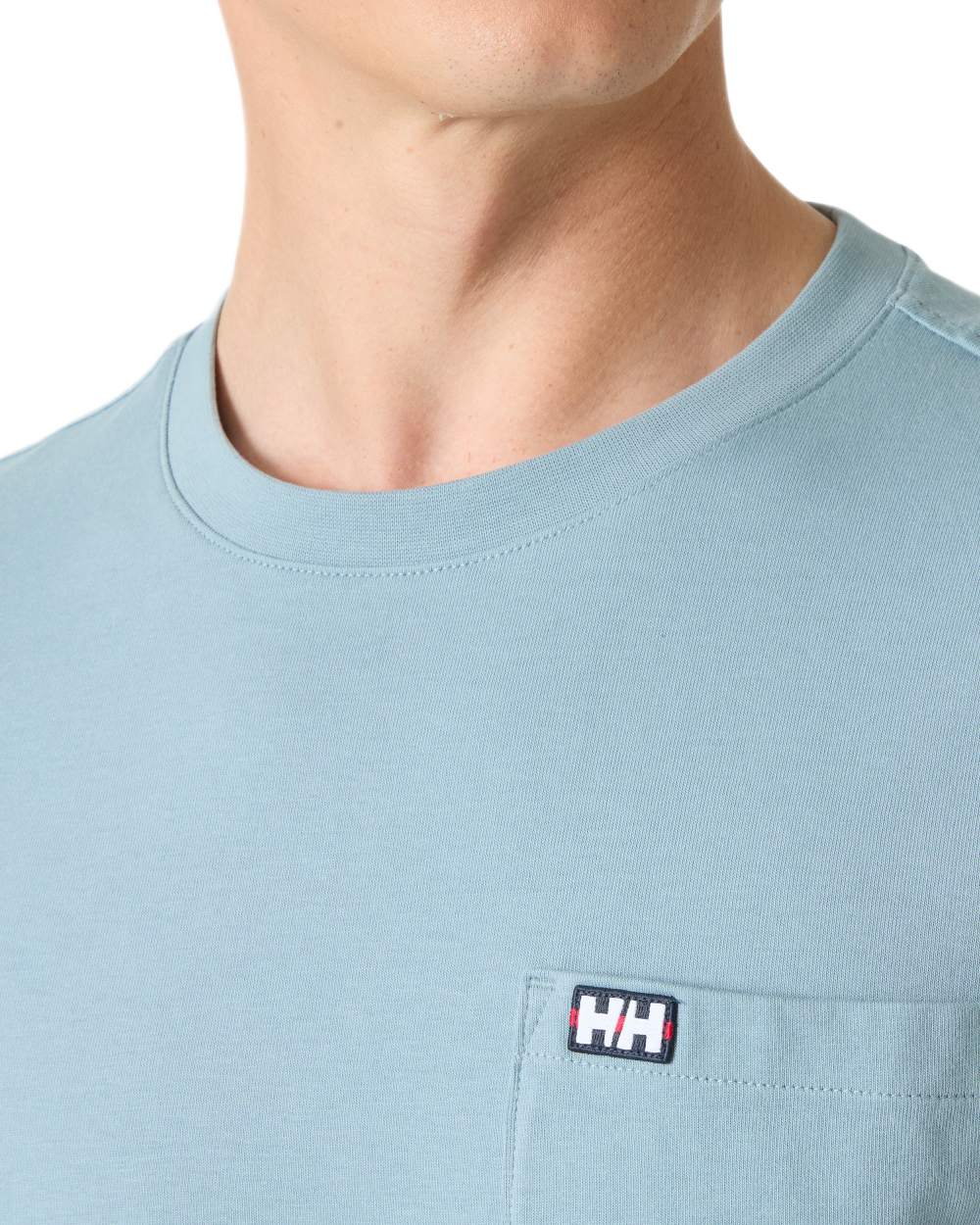 Windy Blue coloured Helly Hansen Mens Hudson T-Shirt on white background