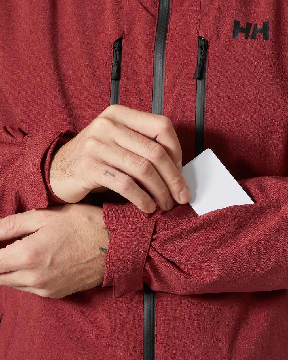 Mars Red Coloured Helly Hansen Mens Juniper 3.0 Jacket on white background