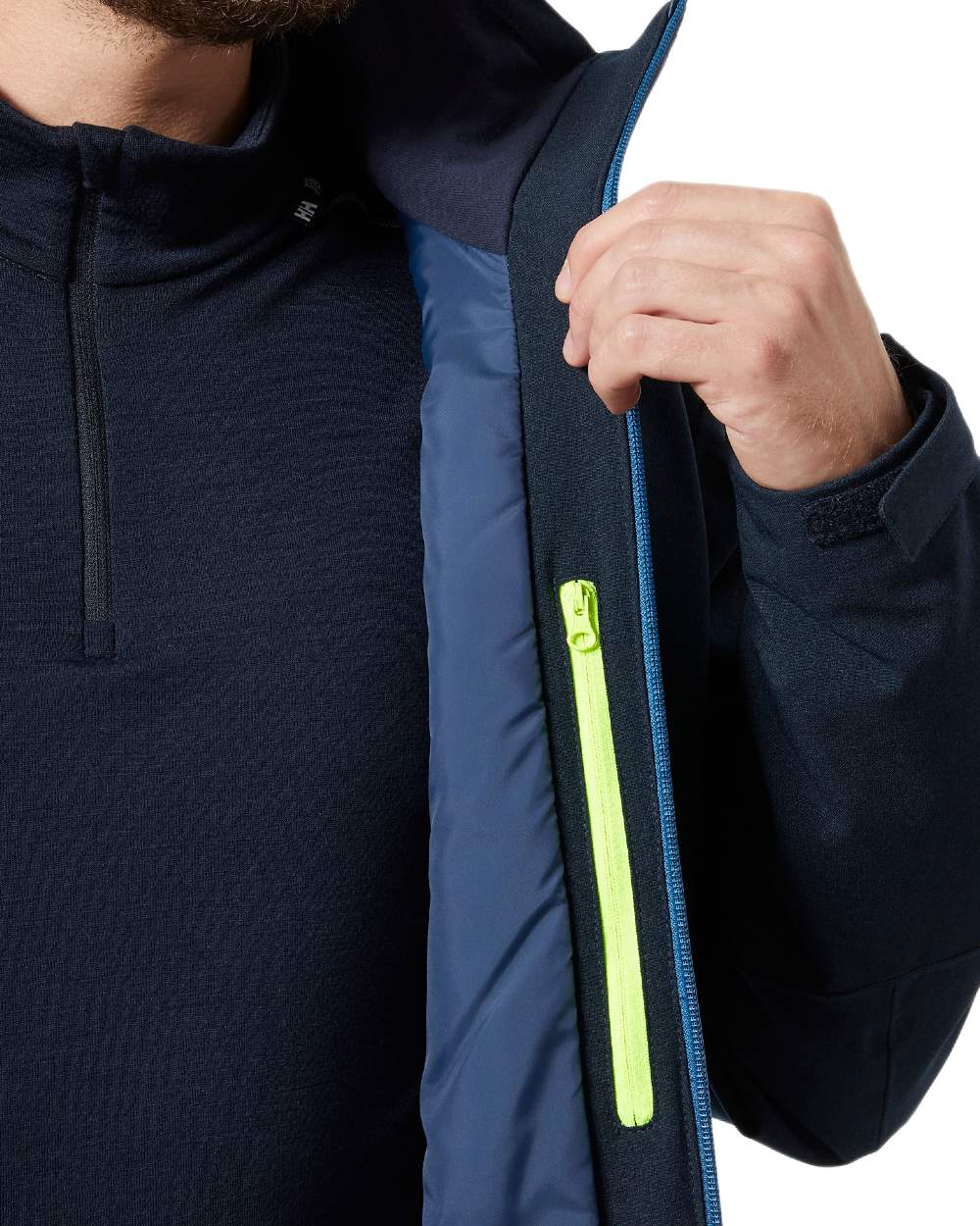 Navy Coloured Helly Hansen Mens Juniper 3.0 Jacket on white background