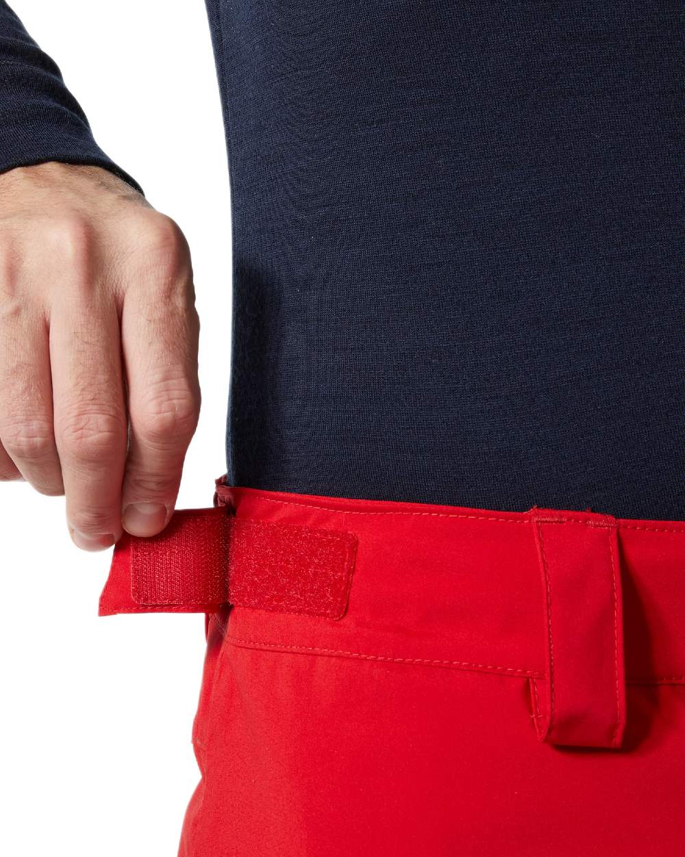 Red Coloured Helly Hansen Mens Legendary Insulated Ski Pants on white background