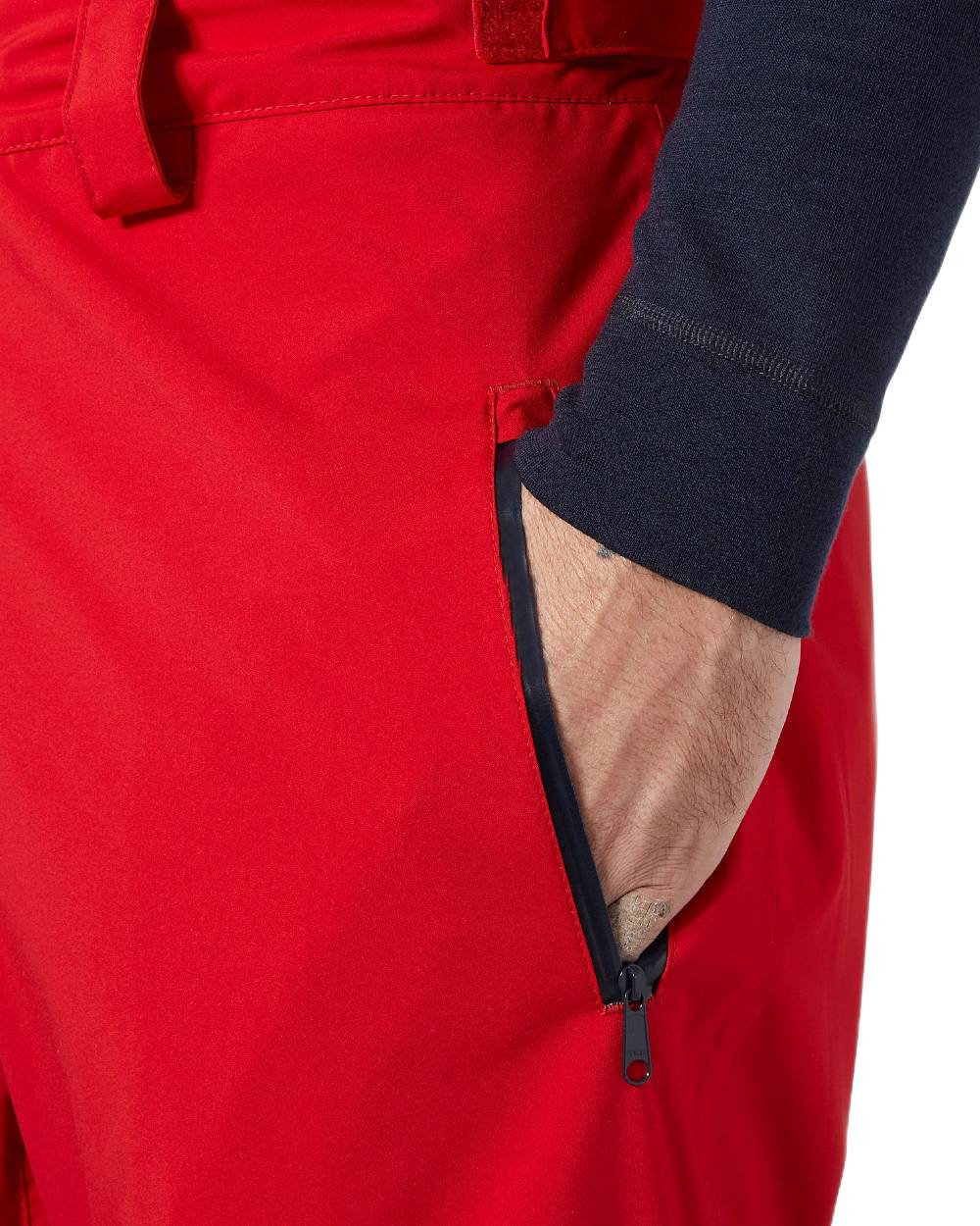 Red Coloured Helly Hansen Mens Legendary Insulated Ski Pants on white background