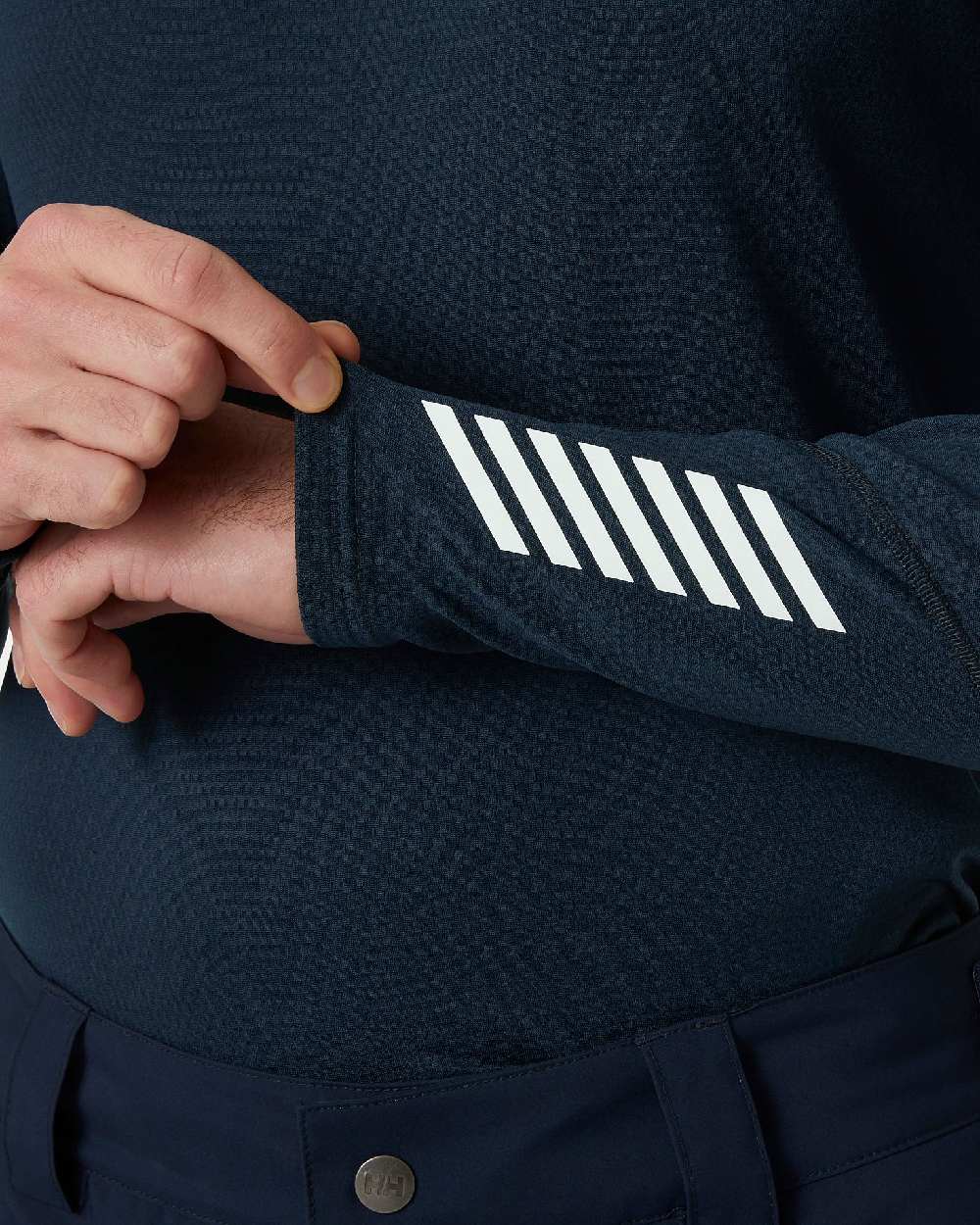 Navy Coloured Helly Hansen Mens Lifa Active Crew Base Layer on white background