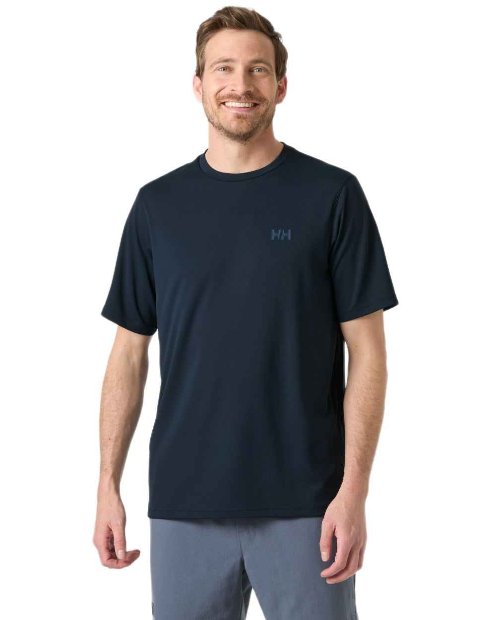 Navy coloured Helly Hansen Mens Lifa Active Solen T-Shirt on white background