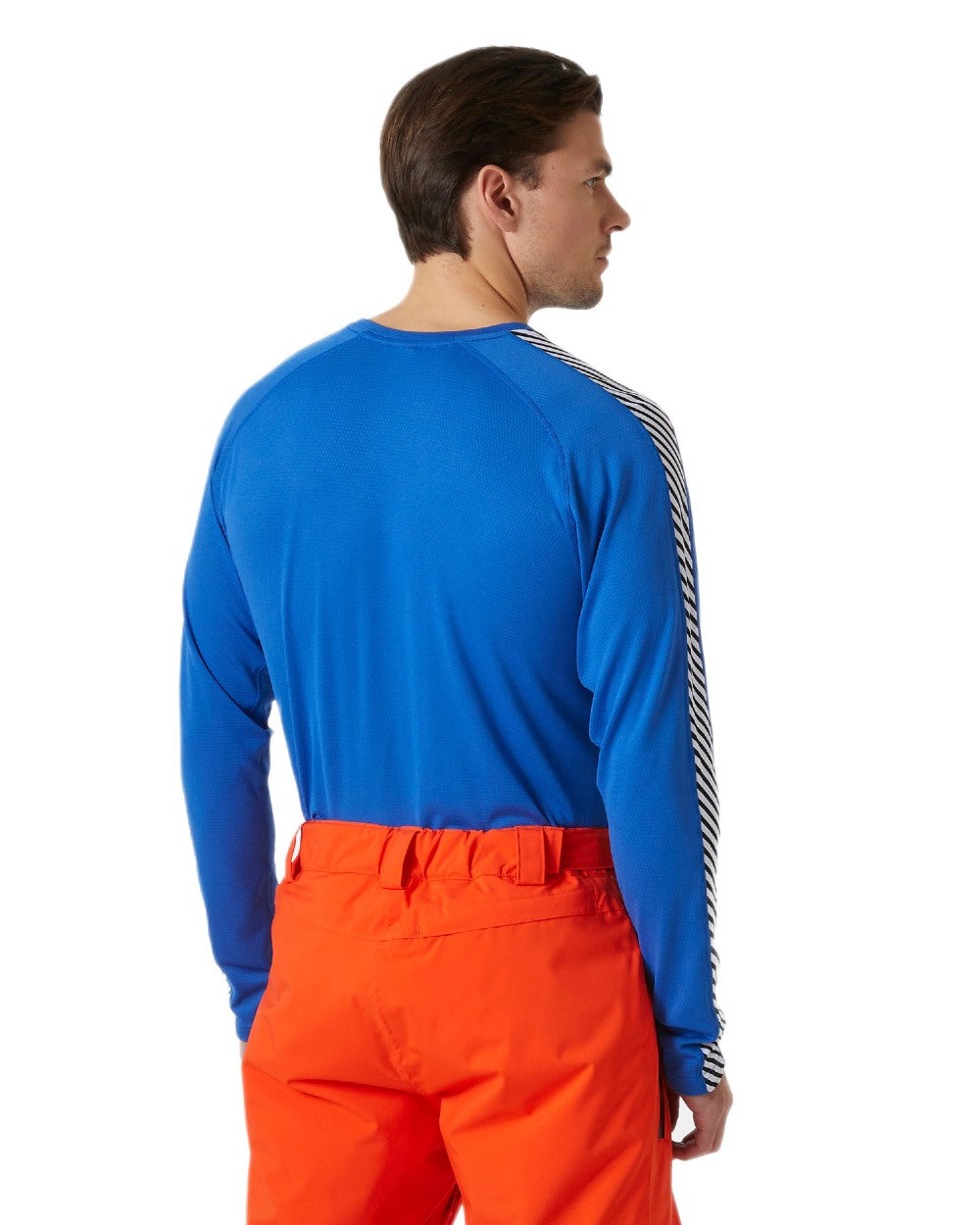 Cobalt Coloured Helly Hansen Mens Lifa Active Stripe Crew Base Layer on white background