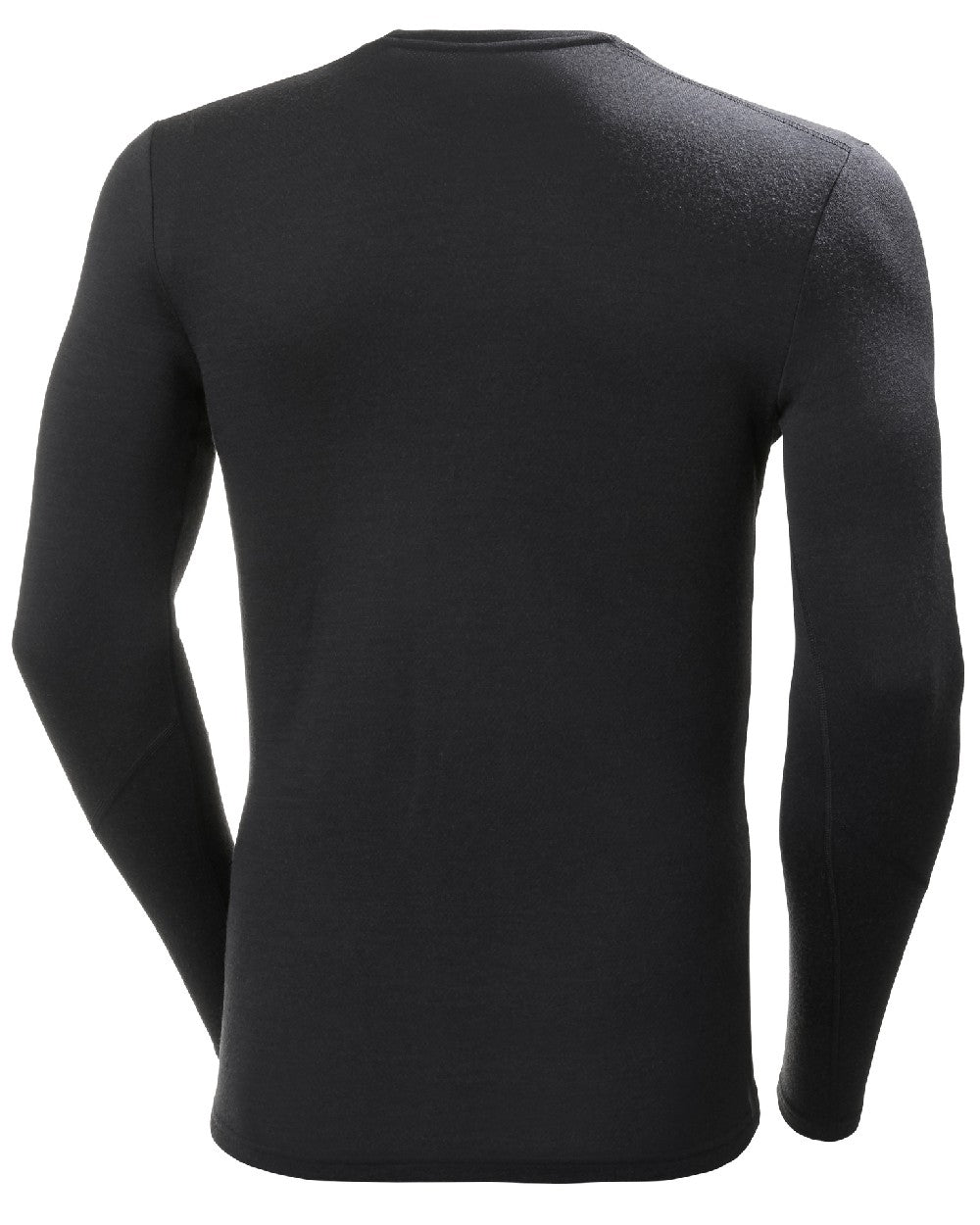 Black Coloured Helly Hansen Mens Lifa Merino Midweight Crew Base Layer on white background