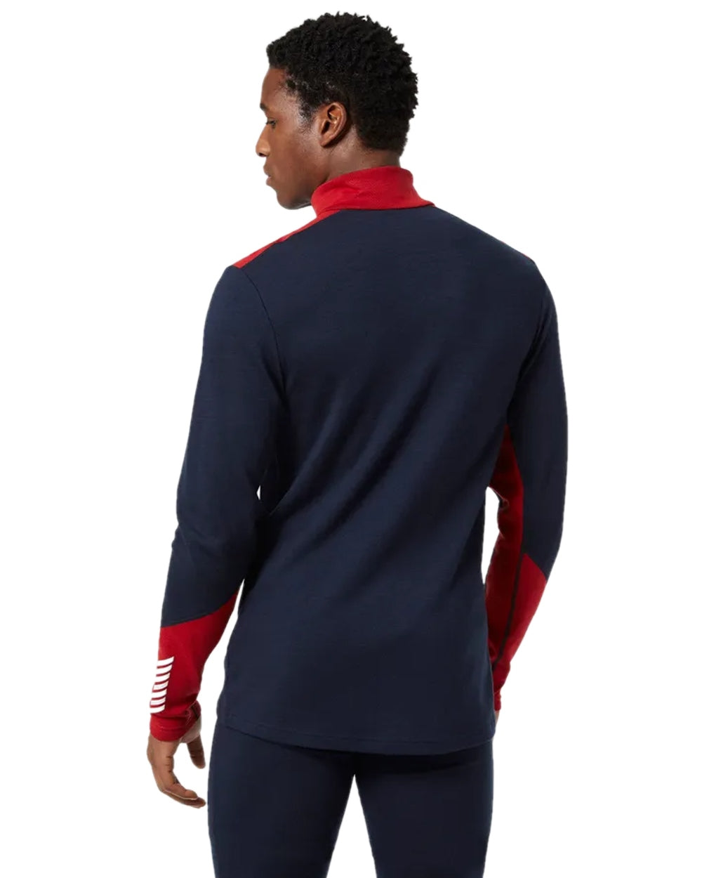 Navy Coloured Helly Hansen Mens Lifa Merino Midweight Half-Zip Base Layer on white background