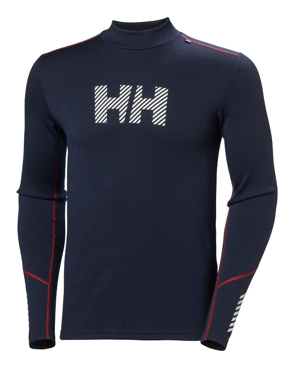 Navy Coloured Helly Hansen Mens Lifa Merino Midweight Logo Base Layer on white background