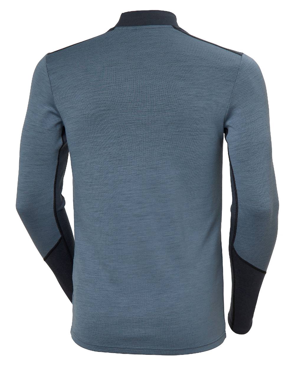 Washed Navy Coloured Helly Hansen Mens Lifa Merino Midweight Logo Base Layer on white background