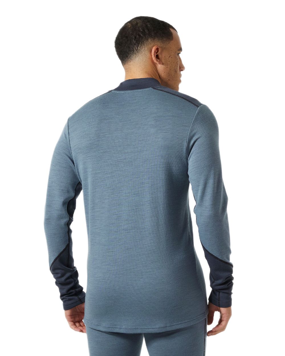 Washed Navy Coloured Helly Hansen Mens Lifa Merino Midweight Logo Base Layer on white background