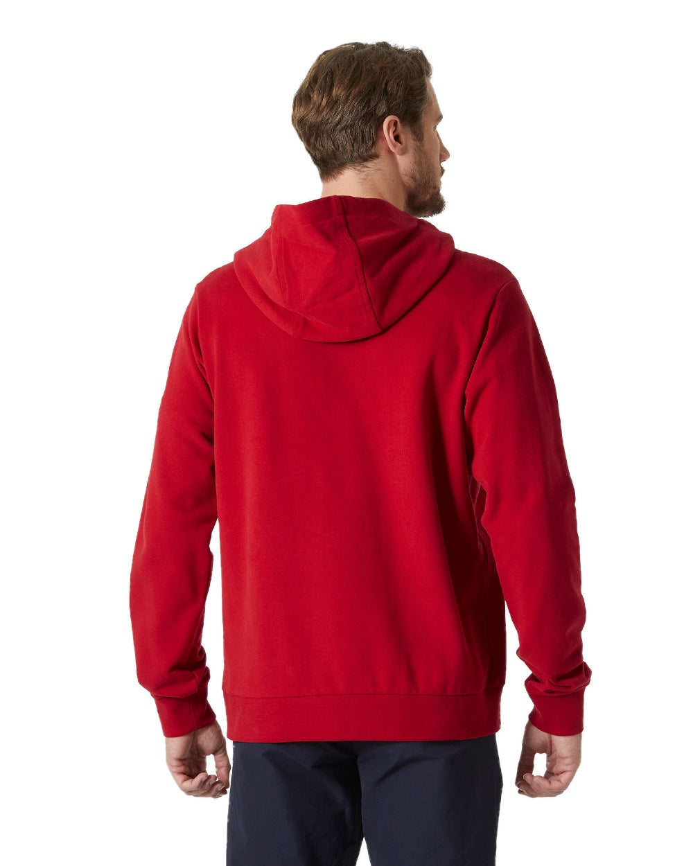 Red coloured Helly Hansen Mens Logo Hoodie on white background