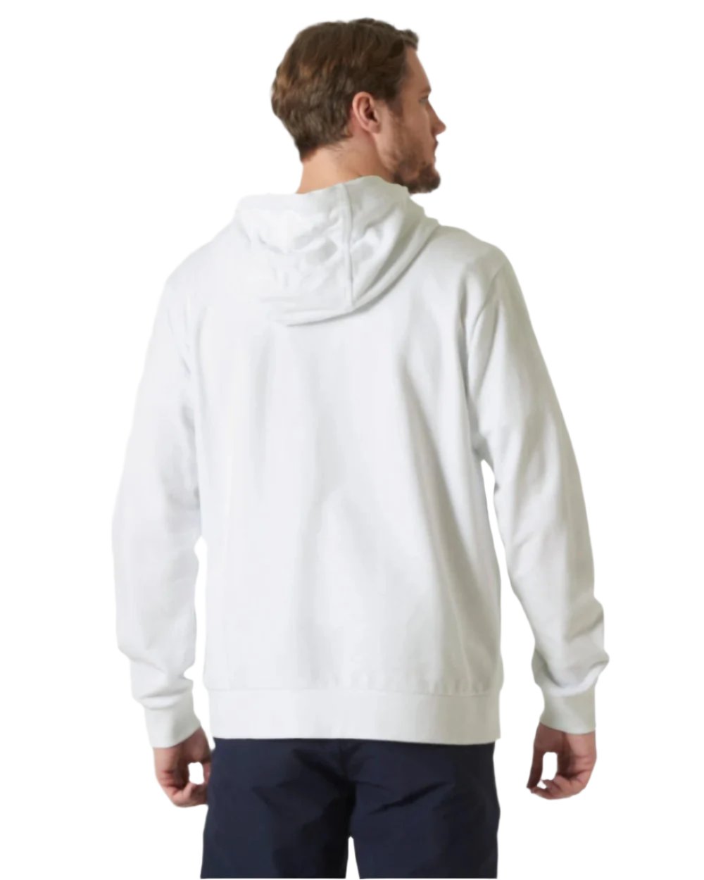 White coloured Helly Hansen Mens Logo Hoodie on white background