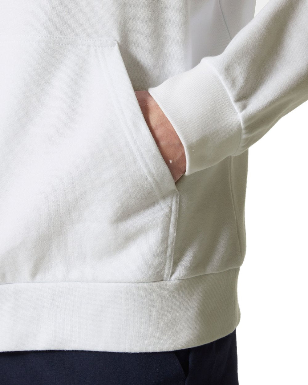 White coloured Helly Hansen Mens Logo Hoodie on white background