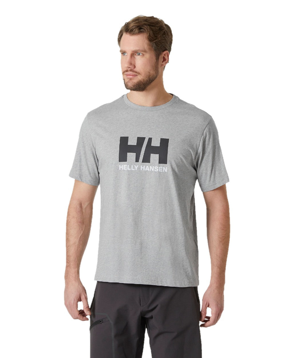 Grey Melange coloured Helly Hansen Mens Logo T-Shirt 3.0 on white background