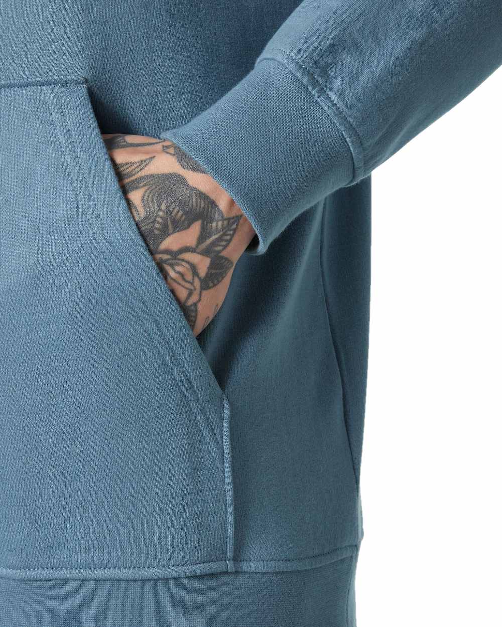 Washed Navy coloured Helly Hansen Mens Nord Graphic Pullover Hoodie on white background