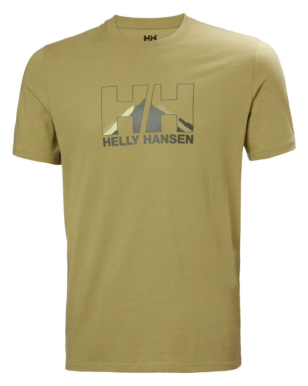 Sage coloured Helly Hansen Mens Nord Graphic T-Shirt on white background