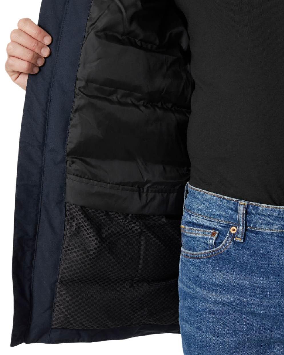 Navy Coloured Helly Hansen Mens Nordsjo Winter Parka on white background
