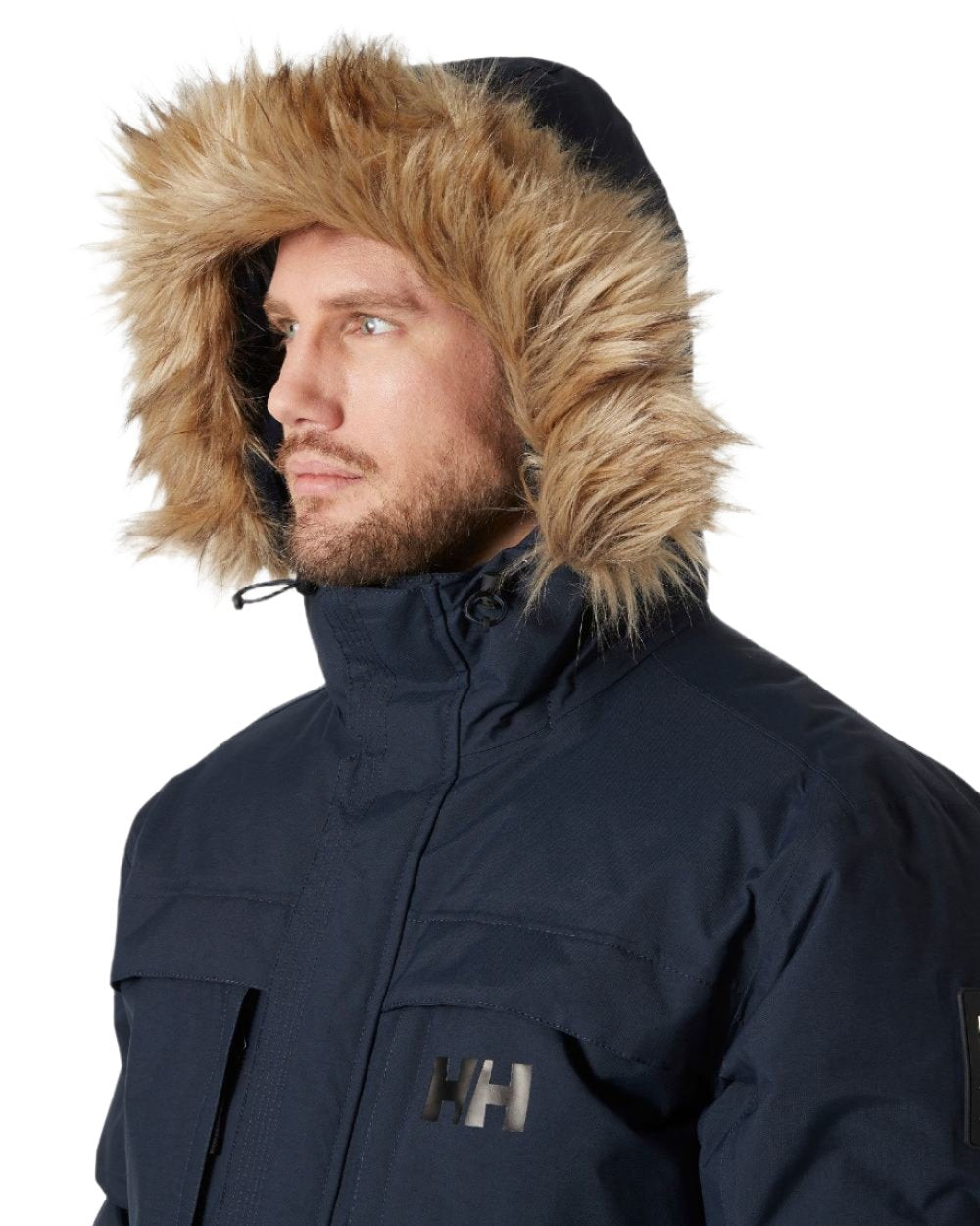 Navy Coloured Helly Hansen Mens Nordsjo Winter Parka on white background