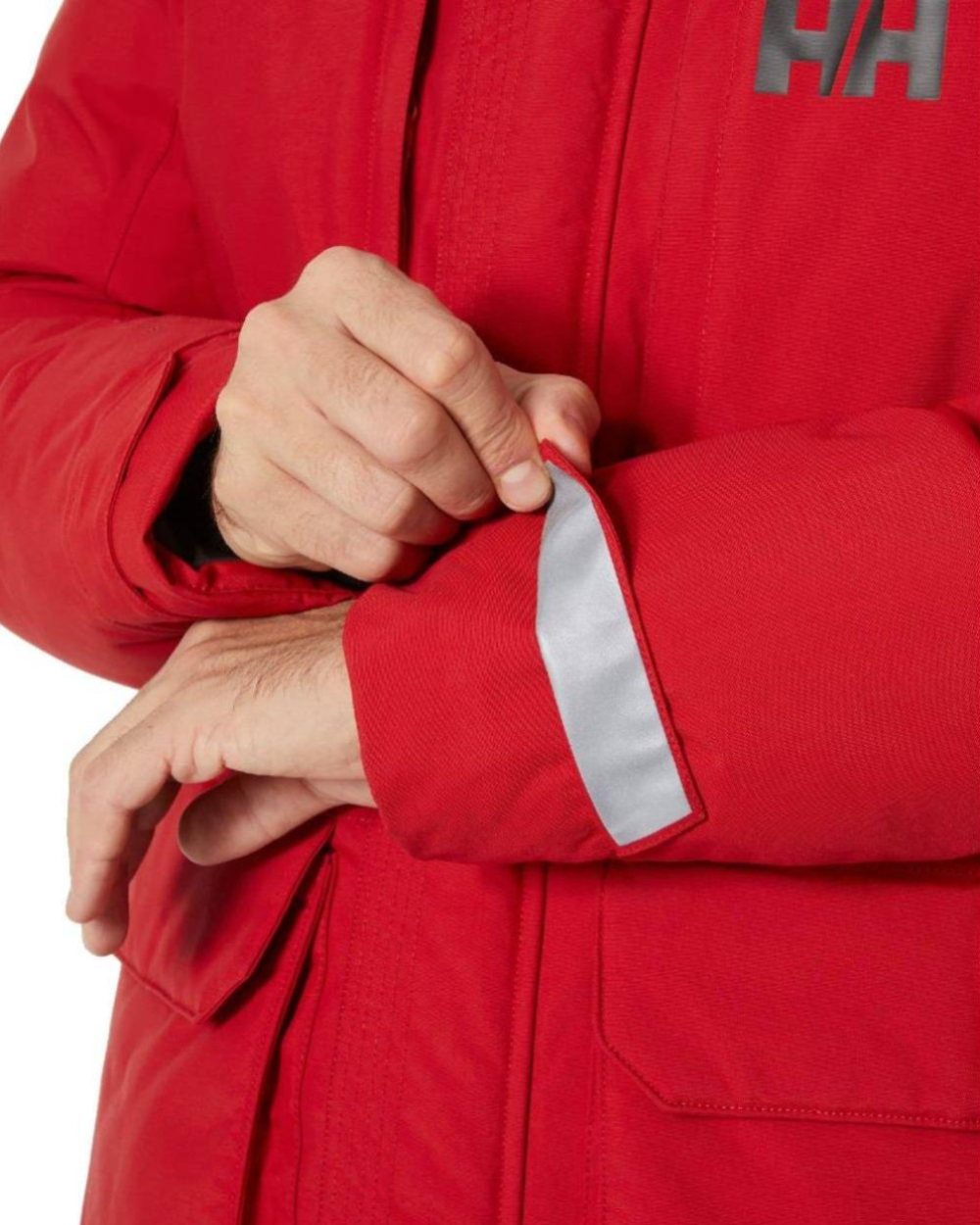 Red Coloured Helly Hansen Mens Nordsjo Winter Parka on white background