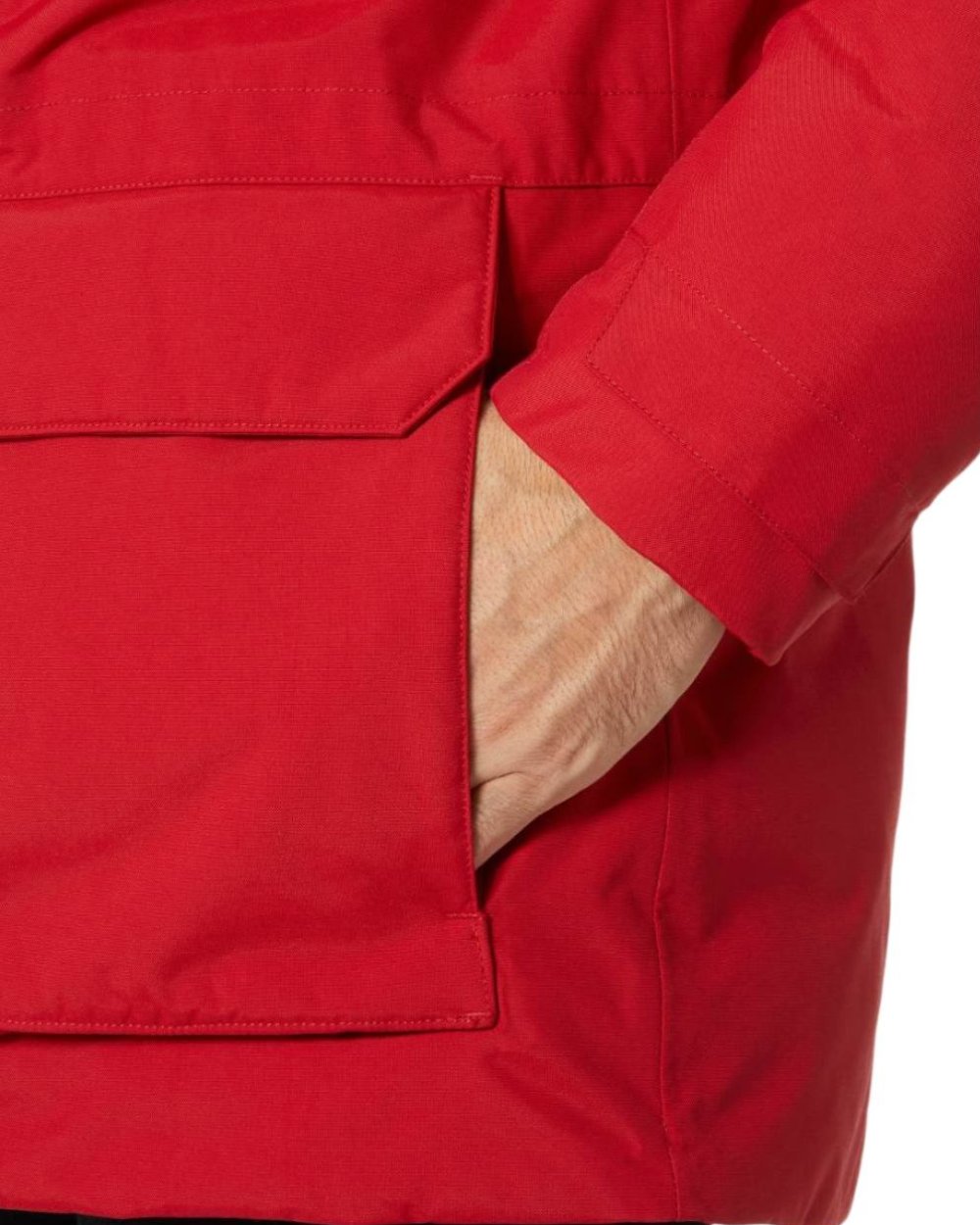 Red Coloured Helly Hansen Mens Nordsjo Winter Parka on white background